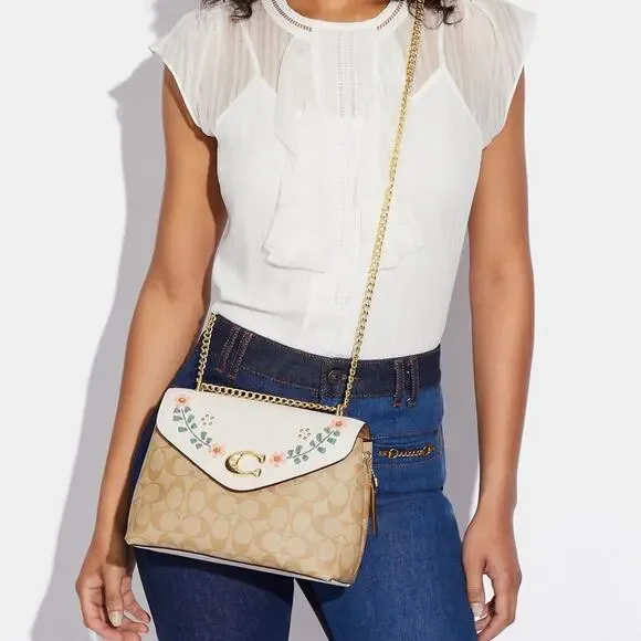 Copied - New Coach Tammie Shoulder Bag Signature Canvas Floral Whipstitch - Picture 9 of 11